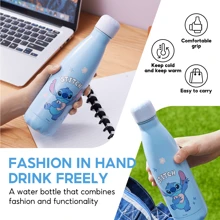 Miniso Stitch Double Layers Stainless Steel Vacuum Insulated Water Bottle-Cola Shape Thermo-Reusable Metal Water Bottle-Leak-Proof Sports Flask 500mL - Blue - View 4