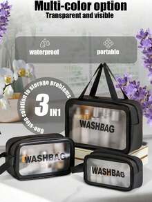 1 Travel Makeup Bag, Portable Storage Bag, Toiletry Bag, Women's Travel Bag With Waterproof Design And Portable Handle, Large Capacity Makeup Bag, Suitable For Storing Makeup Brushes, Eyeliner, Eyeshadow, Digital Devices And Toiletries, Bathroom Accessories - Multicolor - View 2