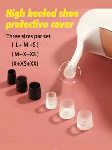 6 piezas/3 pares de protectores de tacón alto, fundas de repuesto para tacones de aguja, tiras antirruido, almohadillas resistentes al desgaste para reparación de tacones, protector de suela, ideas de regalo de accesorios - Transparente 3 pares - Ver 13