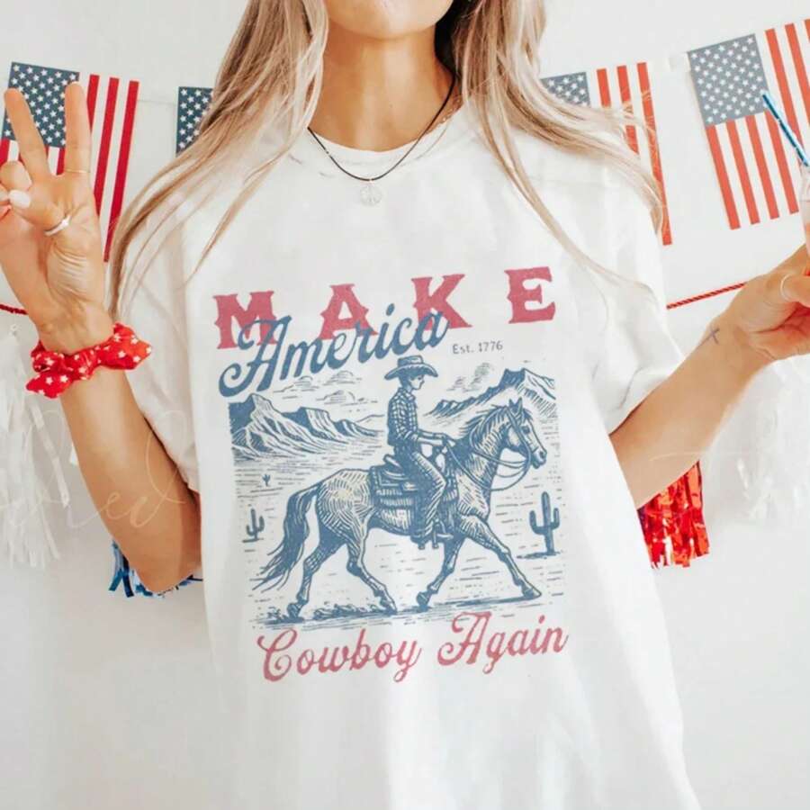 America T-Shirt Women Summer Loose Fashion Vintage 4th Of July T Shirt Spilling The Tea Since 1773 Cute Graphic Tees Hippie Tshi - 白色 - 查看 1