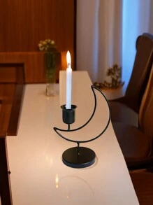 1个金属新月形烛台，适合开斋节烛台，可放置于客厅、书房、卧室和餐桌上，家居装饰，斋月装饰（黑色、金色） - 彩色 - 查看 10