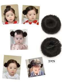 2 件套婴儿发髻发饰，幼儿发夹配件