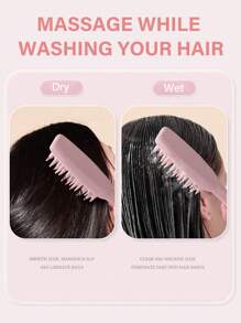 1 PIEZA Cepillo de champú masajeador del cabelludo, cepillo de cabello de silicona con mango largo para el crecimiento del cabello y eliminación de caspa, para uso doméstico Cepillo de cabello, Peine, Herramientas para el cabello, Productos y accesorios para el cabello para peluquería, Salón de belleza, Artículos esenciales de viaje, Regreso a la escuela, Artículos esenciales de viaje, Accesorios para el cabello para mujeres