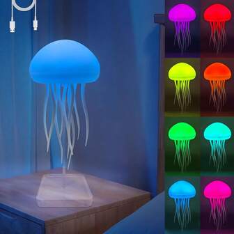 2025 Upgraded Silent Jellyfish Lamp, Jelly Fish Light Lamp With Dancing Legs, Voice Control Jellyfish Night Light, Jellyfish Bedside Lamp For Bedrooms, Living Room And Christmas Gifts (Hanging+Base)