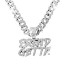 Unique Hip-Hop Fully Iced Out Double Line Rhinestone Letter "BREADGETTA" Pendant Niche Design Tennis Necklace Jewelry - Multicolor - View 5