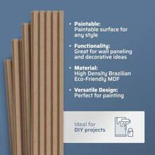 MDF Wood Wall Panels 4 Pcs 3D Fluted Easy Paint Slats DIY Projects Interior Design Stylish Decor Accent Walls - as pic - View 4