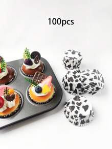 50/100/150/200pcs Cow Paper Pattern Cupcake Liners, Muffin Baking Cups, Greaseproof Cupcake Liners For Birthday, Theme Party, Farm Animal Party And Holiday Baking Supplies - Multicolor - View 9