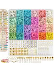 Glass Seed Bead Bracelet Jewelry Making 24 Color Bracelet Making Set Suitable For Girls Adult Friendship Bracelet Making Set With Letter Beads, Used For DIY Craft Gifts