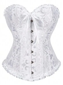 1pc Corset For Women Bustier Top Waist Trainer Party/Wedding Wear Lace Waist Push Up Bodysuit Satin Floral Boned Overbust Body Shaper Shapewear Lingerie