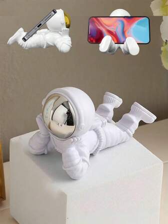 1pc Luxury Astronaut Smartphone Stand, Small Decor Piece, Gadget For Watching Shows, Office Desktop, Live Streaming, Reading Support For Slouchy People
