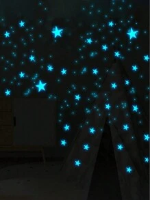 100 piezas de adhesivos fluorescentes con forma de estrella, pegatinas iluminadas decorativas para la habitación en la oscuridad