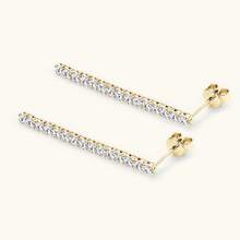 XUJIA 1 Pair 925 Silver 2.5mm(0.06CT*30pcs) Round Moissanite Earrings For Women, Long Tassel Fashion Earrings, Wedding Earrings For Brides Bridesmaid Jewelry Gifts Comes With 1pc 2.5mm Moissanite GRA Certificate