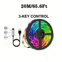 Tira de luces LED RGB 5050 para retroiluminación de TV - Increíble cambio de color de ambiente, alimentada por USB, longitud ajustable de 32.8 pies a 3.28 pies, perfecta para una experiencia de juego envolvente, decoración del dormitorio y decoraciones navideñas, decoración del hogar con luces LED - RGB - Ver 11