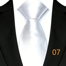 GOADAFOO 奢华 8CM 男士领带白色米色纯色圆点条纹领带男士新郎提花编织领带适合商务婚礼派对 - 米色 - 查看 12