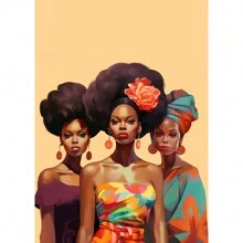 1 件墙面艺术海报现代非洲女性肖像海报和印刷品帆布画墙面艺术画适用于客厅家居装饰无框帆布，可选画框