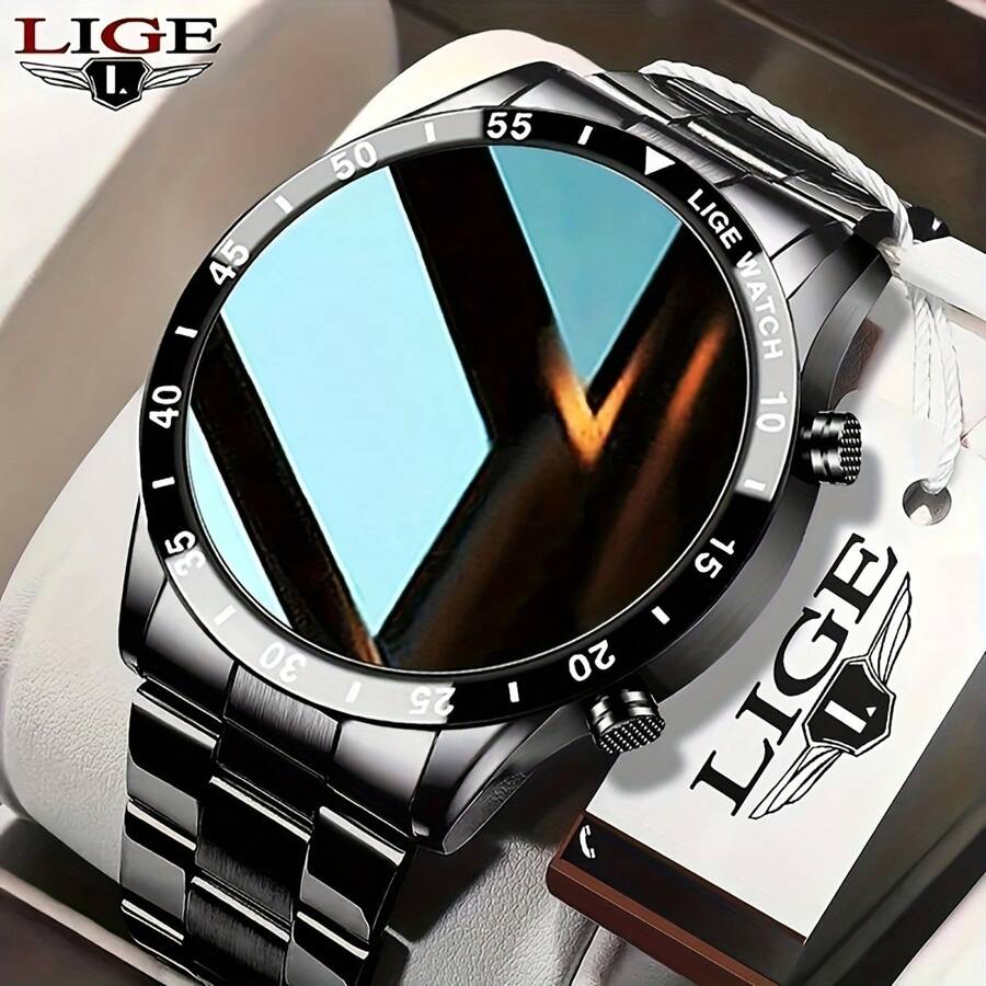LIGE Full Round Touch Screen Steel Band Call Men's Smartwatch, Sports Tracking Activity Fitness Smartwatch For Men