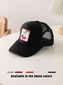 1pc Embroidered Cherry Patch Colorblock Meshed Ponytail Hat, Adjustable Outdoor Sun Protection Casual Hat For Spring Autumn Travel Beach, Y2K Style Youth Cap,Summer,Holiday,Festival - Baseball Mesh Cap - View 10