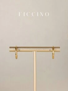 FICCINO FICCINO Classic Plain Hoop Earrings, Titanium Steel Gold Plated Women's Earrings, Simple Daily Wear Jewelry Gift For Valentine's Day Anniversary, Comes With Gift Box,Mom,Mother,Mother's Day,Gift