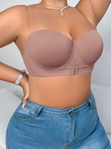 Sous-vêtements polyvalents et lisses rose poussiéreux grande taille, soutien-gorge féminin, fine coupe, confortable et respirant, soutien-gorge push-up côtés avec armatures