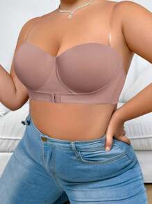 Sous-vêtements polyvalents et lisses rose poussiéreux grande taille, soutien-gorge féminin, fine coupe, confortable et respirant, soutien-gorge push-up côtés avec armatures