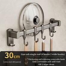 Gancho de cocina sin perforaciones, barra colgante, colgador de pala, gancho de, soporte multifuncional para cuchillos de almacenamiento montado en la pared - Gancho doble de 30 cm - Ver 8