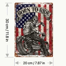 1 szt. Vintage "Born To Ride" Motocykl Metalowy znak blaszany - 8" X 12" Metalowy znak blaszany, odpowiedni do domu, baru, garażu Dekoracja ścienna - Klasyczna sztuka motocyklisty, idealny na prezent świąteczny i wystrój domu wiejskiego