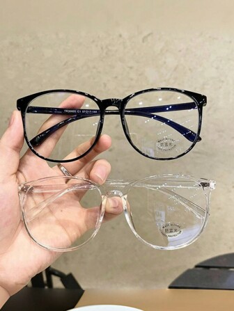 2 件装透明无度数大框眼镜，眼镜，轻便（颜色以图片为准）（黑色为透明，透明为黑色）适合夏季海滩度假、户外、旅行