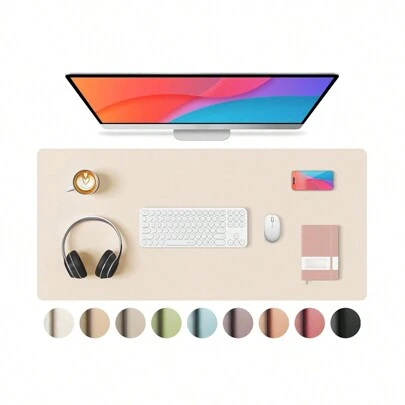 1Pc Fates Advanced Napa Texture PU Leather Light Desk Pad Protector, Double Sided Use,Office Desk Mat, Large Mouse Pad, Non-Slip PU Leather Desk Blotter, Laptop Desk Pad, Waterproof Desk Writing Pad For Office And Home(Thickness 1mm)