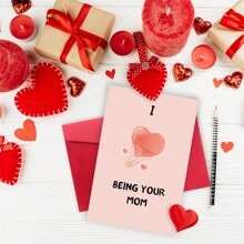 1张精美情人节贺卡，适合送给家人，附赠4个彩色信封，情人节礼物送给妈妈，生日贺卡送给她/他 - 彩色 - 查看 3