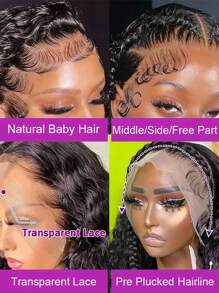 Uveous 13x4 Curly Wig Human Hair 42 Inch Deep Wave Lace Front Wigs Human Hair 250_Density Wet And Wavy Lace Front Wigs Human Hair Pre Plucked 13x6 Deep Wave Wig For Women With Baby Hair 5x5 Put On And Go Glueless Wigs Human Hair Halloween Season - Natural Black - 查看 8
