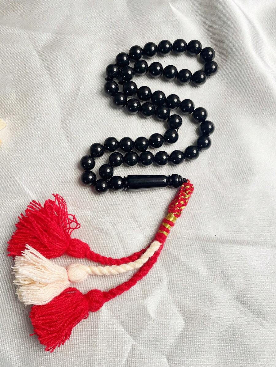 1条经典时尚45珠纯色亚克力念珠手链，适合男士日常佩戴