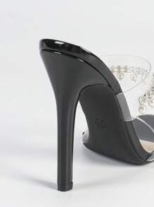Sandalias de tacón alto con punta puntiaguda y correa de vidrio transparente para mujer, de unicolor y estilo minimalista, elegantes para fiestas y eventos, tacones de aguja blancos