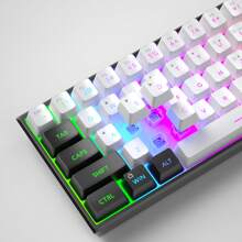 MageGee TS91 60% Compact Wired Keyboard 61 Keys RGB Backlight Small Portable Office Computer Membrane Keyboard For Windows PC Laptop Gamer - Black White - Black and White - View 6