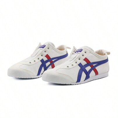 Onitsuka Tiger MEXICO 66 Slip-On Canvas Classic Versátil Absorção de Choque Equilíbrio Leve Resistente ao Desgaste Antiderrapante Cano Baixo Vida Casual Sapatos Unissex Platina 1183B475-100