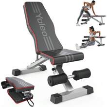 Yoleo Adjustable Weight Bench For Full Body Workout; Foldable Bench Press Bench Of Home Gym Strength Training; Incline Decline Flat Utility Workout Bench With Quick Folding& Fast Adjustment (Black) - 1 - View 1