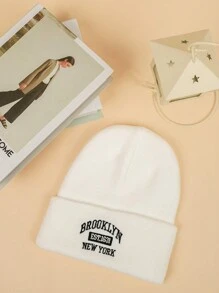 1 件男士字母刺绣波西米亚风派对休闲可爱 Y2K 腈纶针织帽，适合日常佩戴 - 彩色 - 查看 8