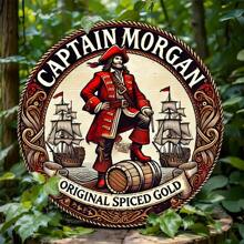 Kho báu của thuyền trưởng Morgan - Biển kim loại cổ điển, tranh treo tường tròn 8x8 inch, thích hợp trang trí nhà cửa, quán bar, quán cà phê và nhà để xe | Món quà hoàn hảo cho bạn bè và gia đình, kiểu dáng lỗ ngẫu nhiên - Nhiều màu - Xem 7