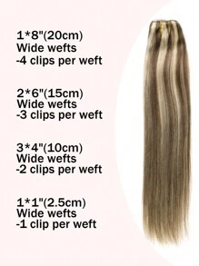 7片/套 120克 夹式真人发接发 - #P8/60 灰棕色混合铂金色，直发夹式接发，女士适用 - S8/60 - 查看 7