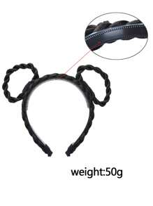 4英寸猫耳儿童接发发带假发头箍假发，女儿儿童编织发饰假发 - 彩色 - 查看 4