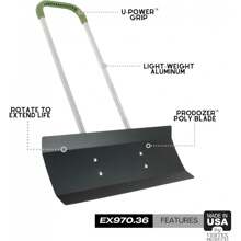 Easy Doze-It 36" SnoBlade | Stand Up Snow Blade Shovel With U-Power Push Grip For 2 Hands | Light-Weight Aluminum Handle | Made In USA By Vertex Products | Model EX970.36 - 黑色 - 查看 11