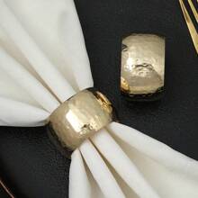 10 piezas Anillos para servilletas de metal elegantes con textura de piedra en forma de tambor, aptos para decoraciones de hotel, boda y festival - Multicolor - Ver 3