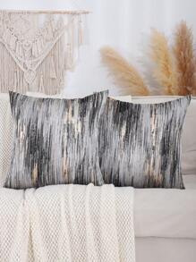 Miater 1入組人造絲幾何提花枕套 - 黑色 - 查看 18