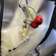 Lovely Cherries Shaped Keychain Charm Attractive Cherries Key Chain Hanging Decoration For Personalizing Your Belongings Cute Bag Charms For Handbag Kawaii Y2k Accessories Cute Keychain Hanging Ornament Aesthetic Stuff Cherries Keychain Adornment Portable Cherries Designs Keychain Easy To Carry Keyrings Charm For Adults Women - Multicolor - View 2