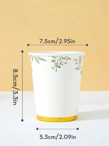 10 piezas/25 piezas Vasos de papel desechables con estampado de hojas estilo chino, adecuados para cumpleaños, reuniones familiares, picnics y decoración de fiestas