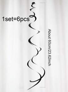 6pcs Solid Hanging Swirl Decoration,Christmas - Black - View 3