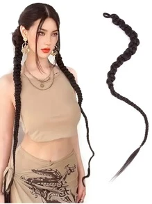 30 英寸编织直发和卷发马尾辫接发，配有柔软合成发带，适合日常使用