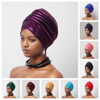 1 件优雅多层夸张头巾帽，头巾头带，非洲穆斯林帽子，适合日常和聚会