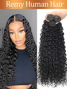 حزم شعر طبيعي مموج على شكل موجة ماء، حزم شعر طبيعي مجعد، لون طبيعي ناعم 3 حزم شعر برازيلي خام ومموج مناسب للنساء