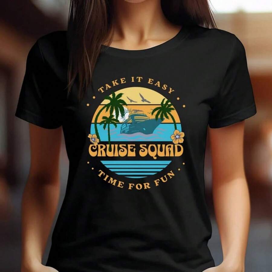 Cruise T-Shirt Retro Cruise Ship Vacation Tee Travel Group Tee Funny Cruise Shirt. - màu đen - Xem 1