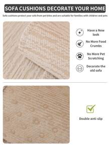 1pc Spill-Resistant Chenille Striped Sofa Cover, 1/2/3/4 Seat Sofa Cushion Cover, Armrest Backrest Protector, Non-Slip For All Seasons - White - View 6